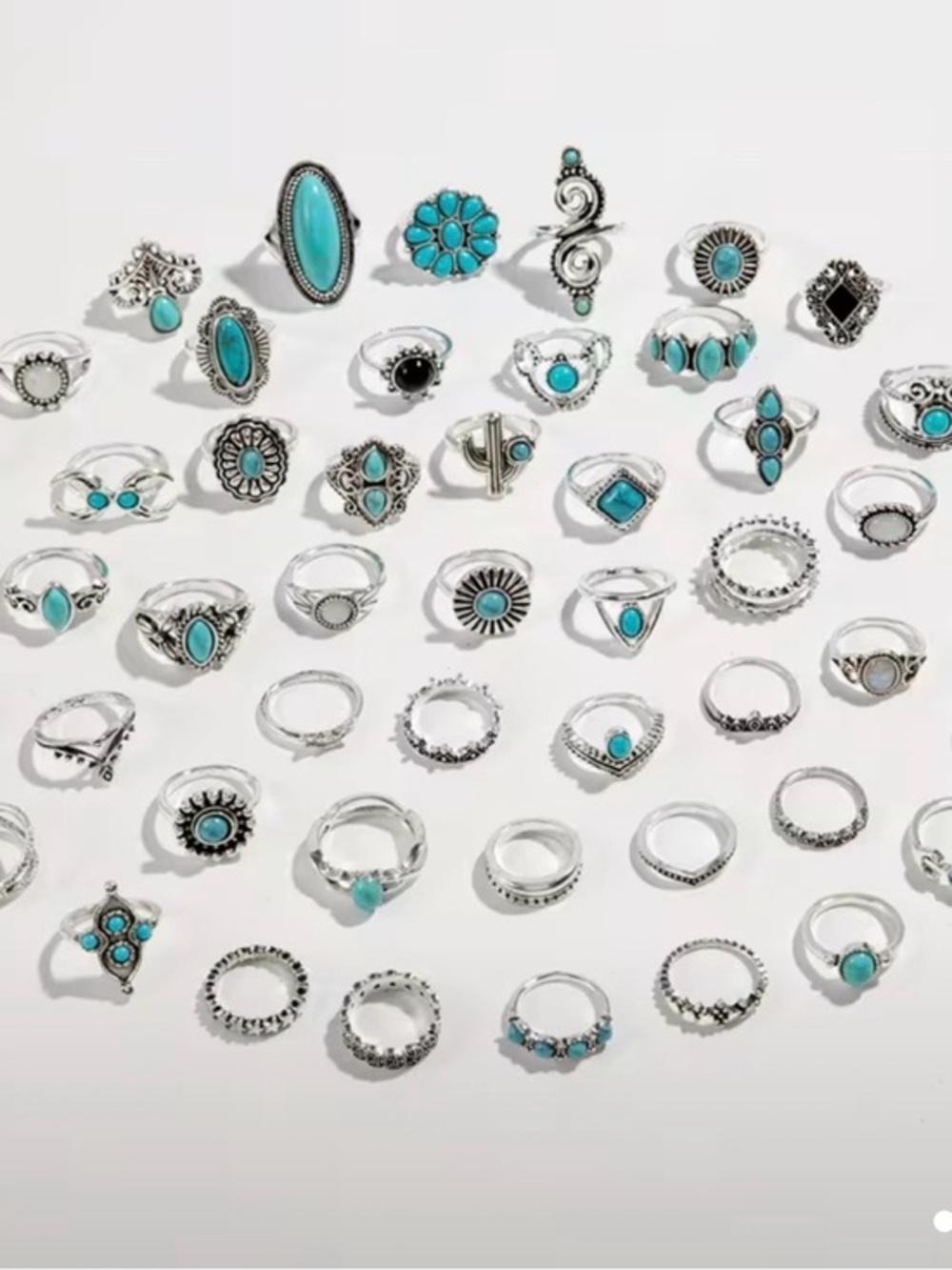 Sterling Silver Ring Silver Women's Turquoise Fashion Ring